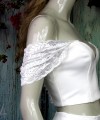 White lace detachable bridal cap straps and sleeves, worn on or off the shoulder