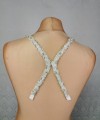 Crystal and pearl detachable bridal straps and sleeves hand-beaded on ivory satin