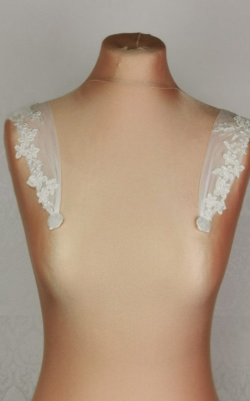 lace and tulle detachable bridal straps beaded floral lace appliqué wedding dress straps ivory