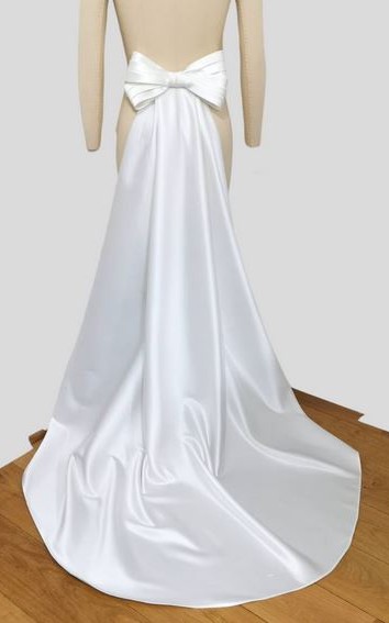 detachable ivory duchess satin wedding train and bow bridal train