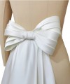 detachable pleated wedding dress bow back bow sash duchess satin