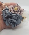 Wrist Corsage Rose Flower with Gold Leaf & Pearl Bracelet