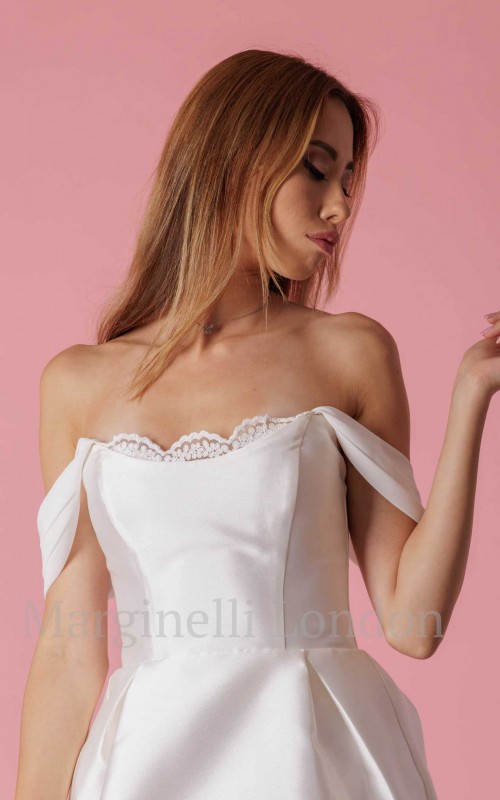 White chiffon detachable bridal straps and sleeves worn on the shoulder