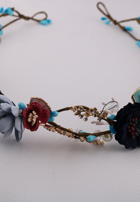 Blue Flowers Bride Flower Crown