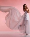 detachable ivory organza wedding train fabric flowers bridal train