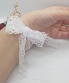 Wrist Corsage, Rose Flower with Gold, Crystals, Pearl & Lace Ribbon