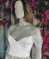White glitter tulle off-shoulder detachable bridal straps and sleeves