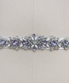 Bridal sash belt with a lavender and clear crystal appliqué that ties at the back in a bow