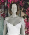 White glitter tulle off-shoulder detachable bridal straps and sleeves