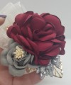 Wrist Corsage Rose Flower with Gold Leaf & Pearl Bracelet