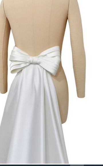 detachable ivory duchess satin wedding train and bow bridal train