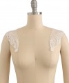 Detachable bridal lace straps and sleeves with floral appliqué in ivory tulle