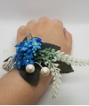 Floral Wrist Corsage Artificial Flower & Leaf with Organza Ribbon