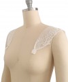 Detachable bridal lace straps and sleeves with floral appliqué in ivory tulle
