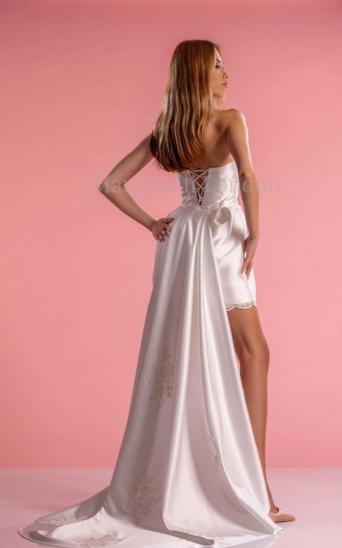 detachable satin wedding train beaded lace bridal train long