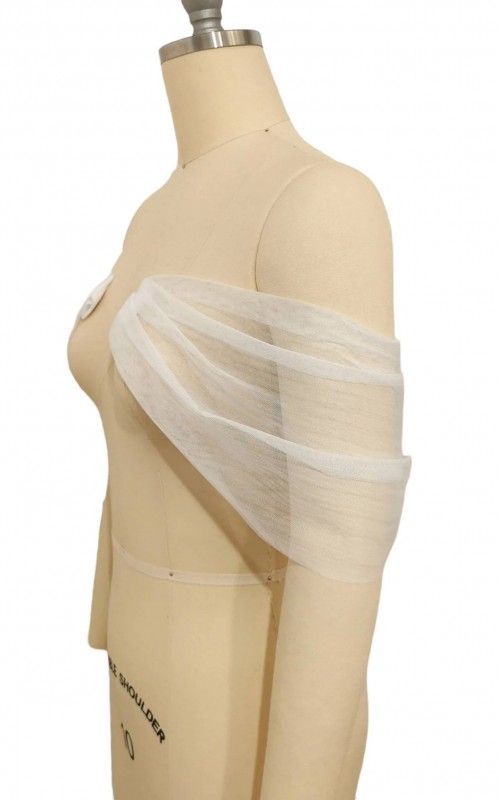 detachable off shoulder tulle sleeves two layer soft tulle wedding dress sleeves ivory
