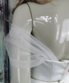 White glitter tulle off-shoulder detachable bridal straps and sleeves