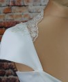 White duchess satin and beaded lace detachable bridal cap sleeves and straps on the shoulder and back