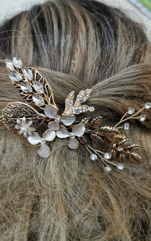 Vintage Gold Crystal Hair Comb