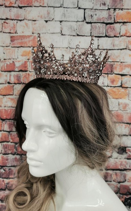 silver rhinestone wedding crown tall bridal crown bronze