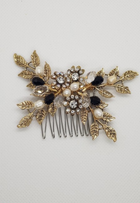 Antique Gold Crystal Hair Comb