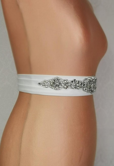 Crystal Bridal Belt on Pleated Satin