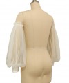 long detachable off shoulder bishop sleeves tulle wedding dress sleeves wide cuff ivory