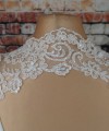 White duchess satin and beaded lace detachable bridal cap sleeves and straps on the shoulder and back