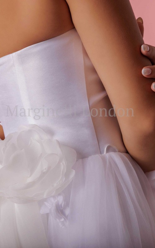 detachable ivory organza wedding train fabric flowers bridal train
