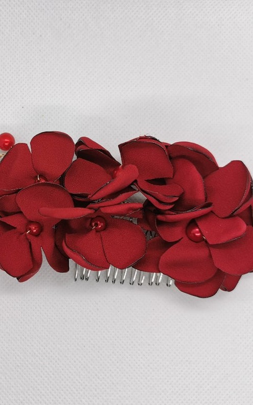 Red Flower Hair Comb
