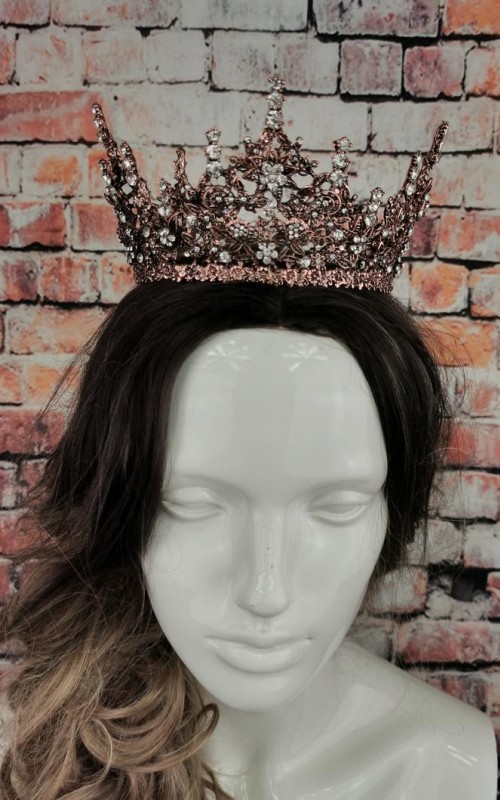 silver rhinestone wedding crown tall bridal crown bronze