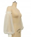 long detachable off shoulder bishop sleeves tulle wedding dress sleeves wide cuff ivory
