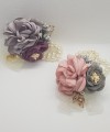 Wrist Corsage Rose Flower with Gold Leaf & Pearl Bracelet
