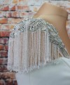 crystal beaded detachable bridal sleeves with fringe rhinestone shoulder wedding dress sleeves ivory