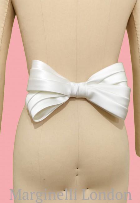 Detachable Pleated Wedding Dress Bow in Duchess Satin