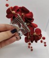 Red Flower Hair Comb