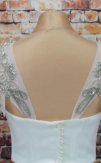 crystal beaded detachable bridal sleeves with fringe rhinestone shoulder wedding dress sleeves ivory