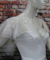 White flutter tulle detachable bridal sleeves and straps with beaded lace at the shoulder