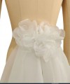 detachable ivory organza wedding train fabric flowers bridal train