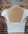 White duchess satin and beaded lace detachable bridal cap sleeves and straps on the shoulder and back