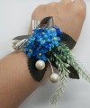 Floral Wrist Corsage Artificial Flower & Leaf with Organza Ribbon