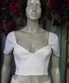 White chiffon detachable bridal straps and sleeves draped off the shoulder