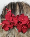 Red Flower Hair Comb