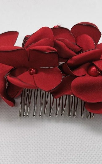 Red Flower Hair Comb