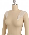 Detachable bridal lace straps and sleeves with floral appliqué in ivory tulle