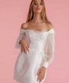 Long tulle and satin detachable bridal sleeves and straps in ivory, off the shoulder
