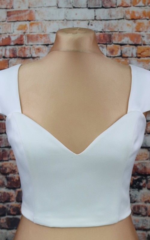 White duchess satin detachable bridal cap sleeves and straps on the shoulder