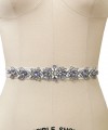 Bridal sash belt with a lavender and clear crystal appliqué that ties at the back in a bow