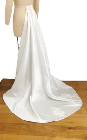 detachable satin wedding train beaded lace bridal train long
