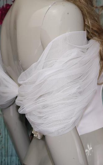 detachable off shoulder puff sleeves soft tulle wedding dress sleeves ivory